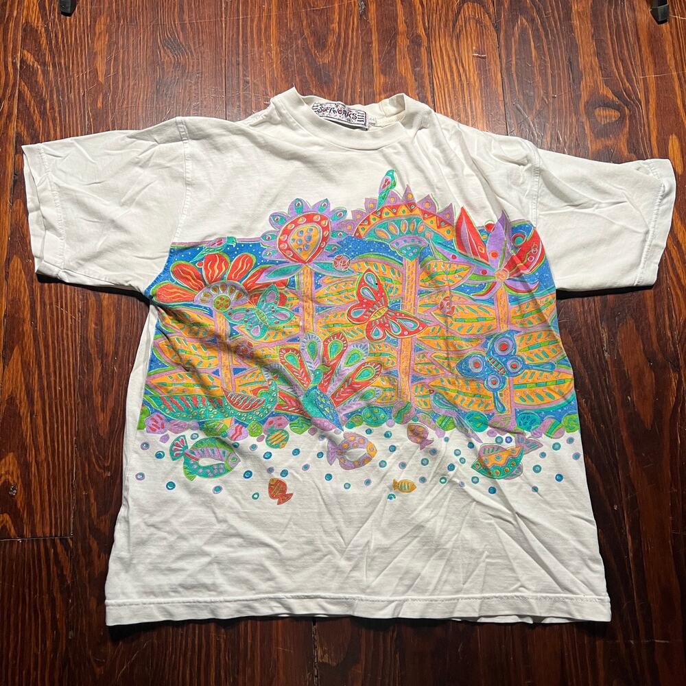 American Vintage M Tee White Relaxed Graphic Tropical